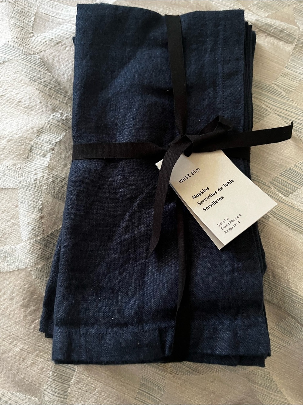 West Elm Euro Linen Napkins - Set 4, Midnight Blue